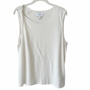 Current Elliott Tied Up Muscle Tee Ecru Size Large Linen Cotton Minimalist